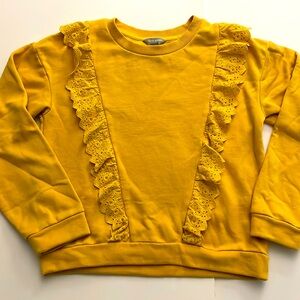 Girls XL yellow ruffle sweatshirt
